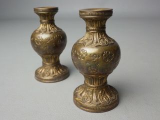 Japanese Vintage Pair Buddhist Alter Small Flower Vase “kebyo”
