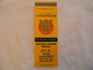 Armstrong Iowa Emmet County Farm Hulting Hybrid Corn Matchcover Matchbook