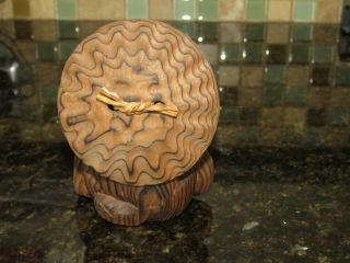 Vintage TANUKI Japanese Cedar cryptomeria Wood Carving okimono figurine 3