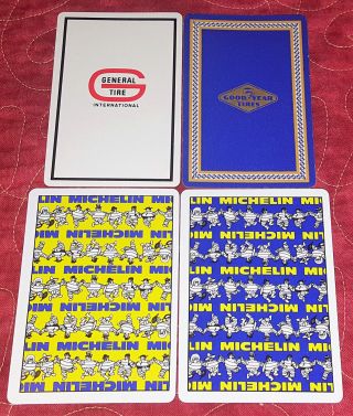 4 Vintage Goodyear General Michelin Tire Advertising Single Swap Playing Cards