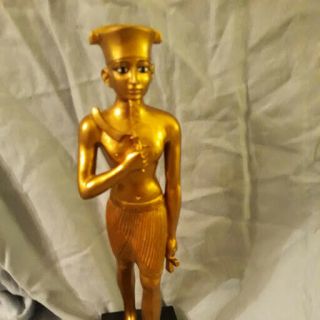 Amun - Ra King Of Ancient Egyptian Statue With Hieroglyphs On Base