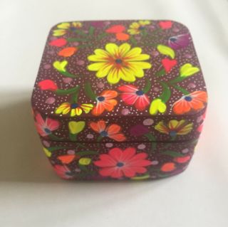Floral Wood Mexican Decorative Box/ Jewelry Box From Oaxaca/ Hand Made Box