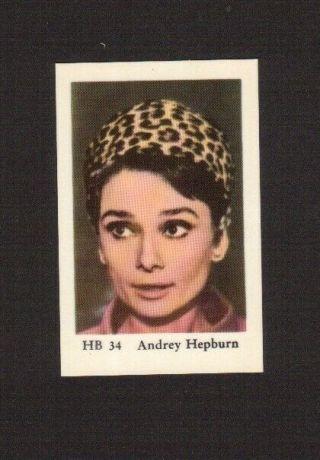 Audrey Hepburn Movie Film Star Actress Vintage 1965 Swedish Trading Card Hb34