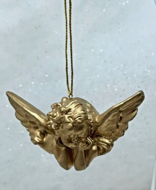 Vtg Ceramic Resin Gold Victorian Cherub Angel Ornaments 2 "