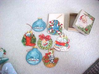 Vtg.  Christmas Cards Set Of 7 - Hang Tags To Make Ornaments