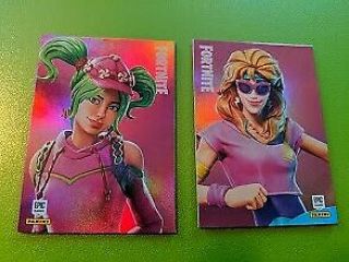 2019 Panini Fortnite Foils,  249 Zoey & 250 Aerobic Assassin,  Epic Outfit Cards