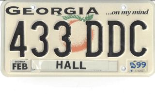 Georgia 1999 License Plate - - 433 Ddc - - Hall County
