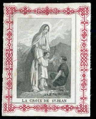 Antique Tiny Holy Card Of The Cross Of St Jean