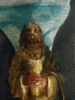 Vintage MEXICAN RELIGIOUS WOOD Carved Jesus in Niche 3