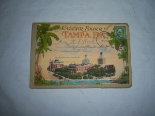 Souvenir Folder Of Tampa Florida Postcard Picture Book 1918 W/ 1 Cent Stamp