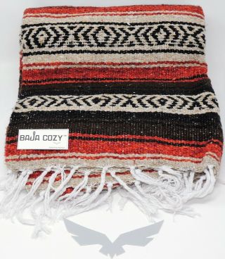 Baja Cozy™wingman Xt™ Mexican Blanket Rust Brown Tan Hand Woven Thick