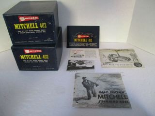 Vintage " Garcia Mitchell " 402 Salt Water Spinning Reel Box & Instructions
