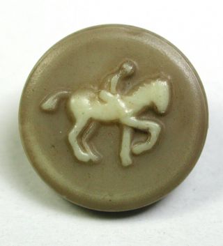 Vintage Celluloid Button Equestrian Pictorial Design - 7/16 " 1930s