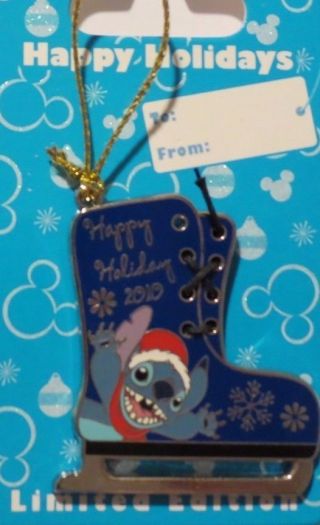 Disney Wdw Ice Skate Christmas Ornament Stitch Happy Holiday 2010 Le 1500 Pin