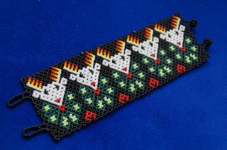 Huichol Bracelet Beaded Peyote Multicolor Mexican Folk Art Deer Handmade