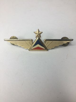 Delta Airlines Pilot Captain Wings 1st Officer Gold Tone Metal Enamel Pin 3 1/4 "
