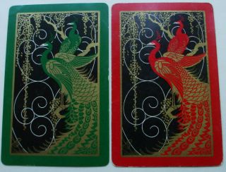 2 Single Vintage Single Swap Playing Cards Exotic Birds Peacocks Pair