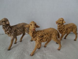Vintage Nativity Figures - Italy - Set Of 3 Sheep - 2 1/2 Inches