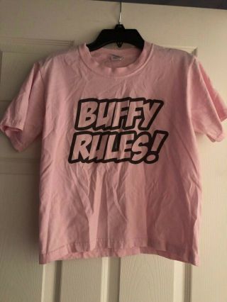 Buffy The Vampire Slayer Girls/child T - Shirt Pink Size M 10 - 12 " Buffy Rules "