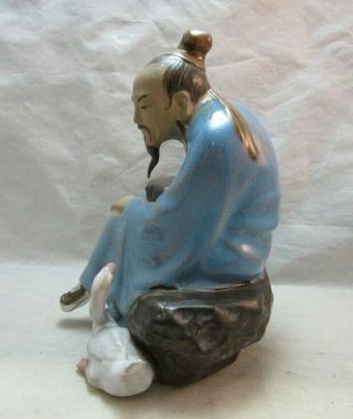 Vintage Chinese mud man figurine with duck 7