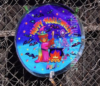 Rare 18 " Lisa Frank Halloween Balloon Mylar Wall Decoration Witch Skeleton Bats