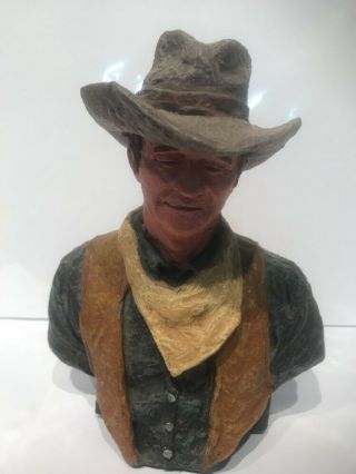 Rare Artist Signed John Wayne Sculpture Monfort 1982