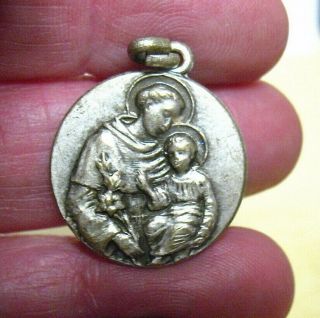 Saint Padua Silver Medal With Relic Vintage