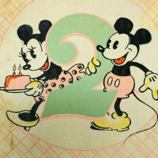 1933 Disney Hallmark Early Mickey And Minnie Mouse Birthday Card