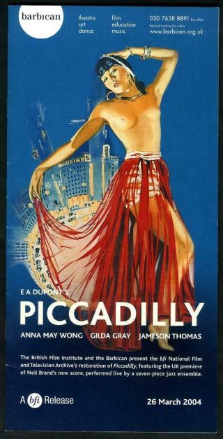 Barbican Theatre Anna May Wong " Piccadilly " Uk Programme Exqusite Beauty