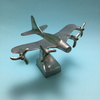 Vintage Cast Aluminium Alloy Metal Aeroplane Desk Aviation Collectable Plane