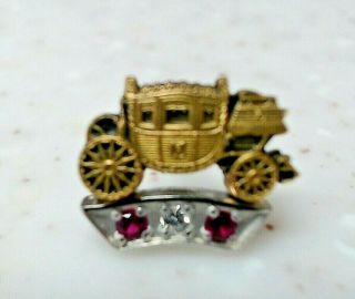 Gm Fisher Body Coach 10k Gold 3 Stone/jewel Vintage Lapel Pin,  Tie Pin