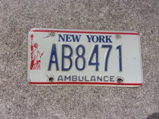 York Statue Of Liberty Ambulance License Plate Ab8471