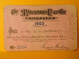 1903 The Missouri Pacific Railway Co.  Frank Or Pass