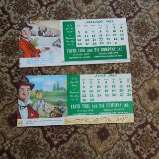 1969 Owensboro Ky Faith Tool And Die Company Calendar Cards