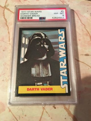 Darth Vader 1977 Wonder Bread Star Wars Graded Psa 8 Nm - Mt 5