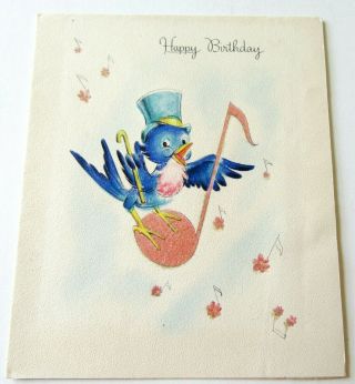 Vtg Greeting Card Hallmark Mr.  Blue Bird Disney Song Of The South Pink Note