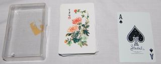 Vintage Stardust Pinochle Playing Cards Game Asian Chinese Script Floral Flowers