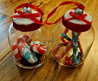 2 Assorted Candy Peppermints In Jar Christmas Tree Ornaments