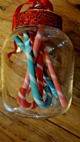 2 Assorted Candy Peppermints In Jar Christmas Tree Ornaments 5