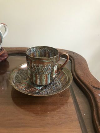 Antique Japanese Satsuma Pottery Tea Cup& Saucer Arhat Art