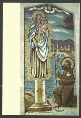 Holy Card Postale De La Virgin Del Pilar Y Santiago Apostol Santino Estampa