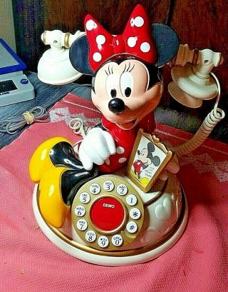 Minnie Mouse Tabletop Phone French Style Cradle For Handset W Mickey Mouse Pic.