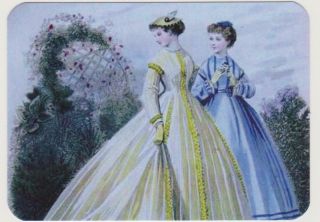 Swap Card Ladies In Crinoline Dresses Modern Horizontal Wide Blank Back X 1