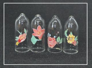 Set Of 4 Glass Thimbles Flowers
