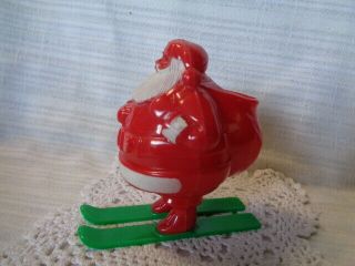 Vintage Santa Claus On Skis - Hard Plastic Candy Container - 1950 