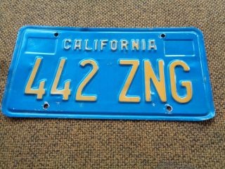 Vintage California Blue License Plate " 442 Zng "