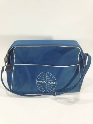 Vintage Pan Am Airlines Blue Nylon Travel Carry Flight Bag/shoulder Strap