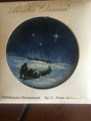 Alaska Classics Ornament By C.  Alan Johnson/ 3 - 1/2 " W/gold Rim Enclosure / Iob