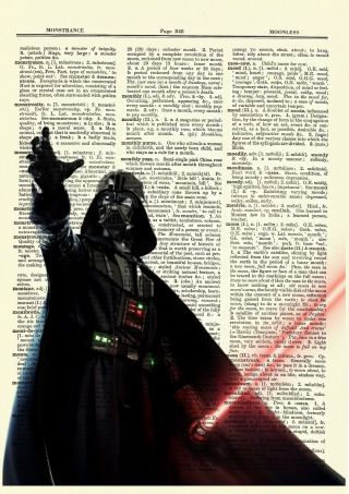 Darth Vader Star Wars Dictionary Art Print Book Page Picture Collectible Poster