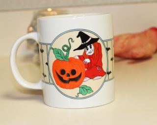Vintage Hallowe’en Red Witch Jack O’ Lantern Coffee / Tea Mug – Beverage Cup